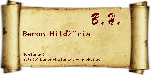 Beron Hilária névjegykártya